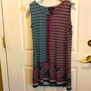 Style & Co midi dress. Size:M . Pink, black, white, cream and green colors.